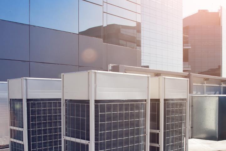 air conditioning system on a commercial building roof