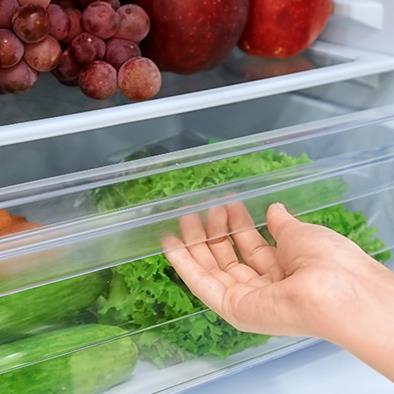 hand opening refrigerator produce drawer