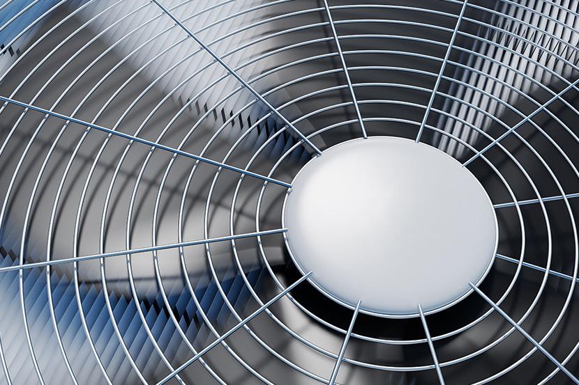 closeup of hvac unit fan