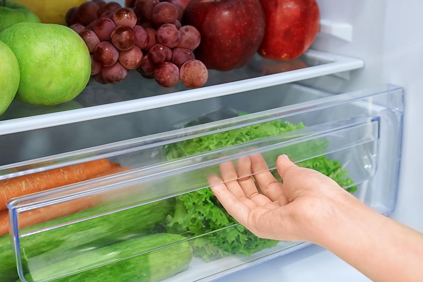hand opening refrigerator produce drawer